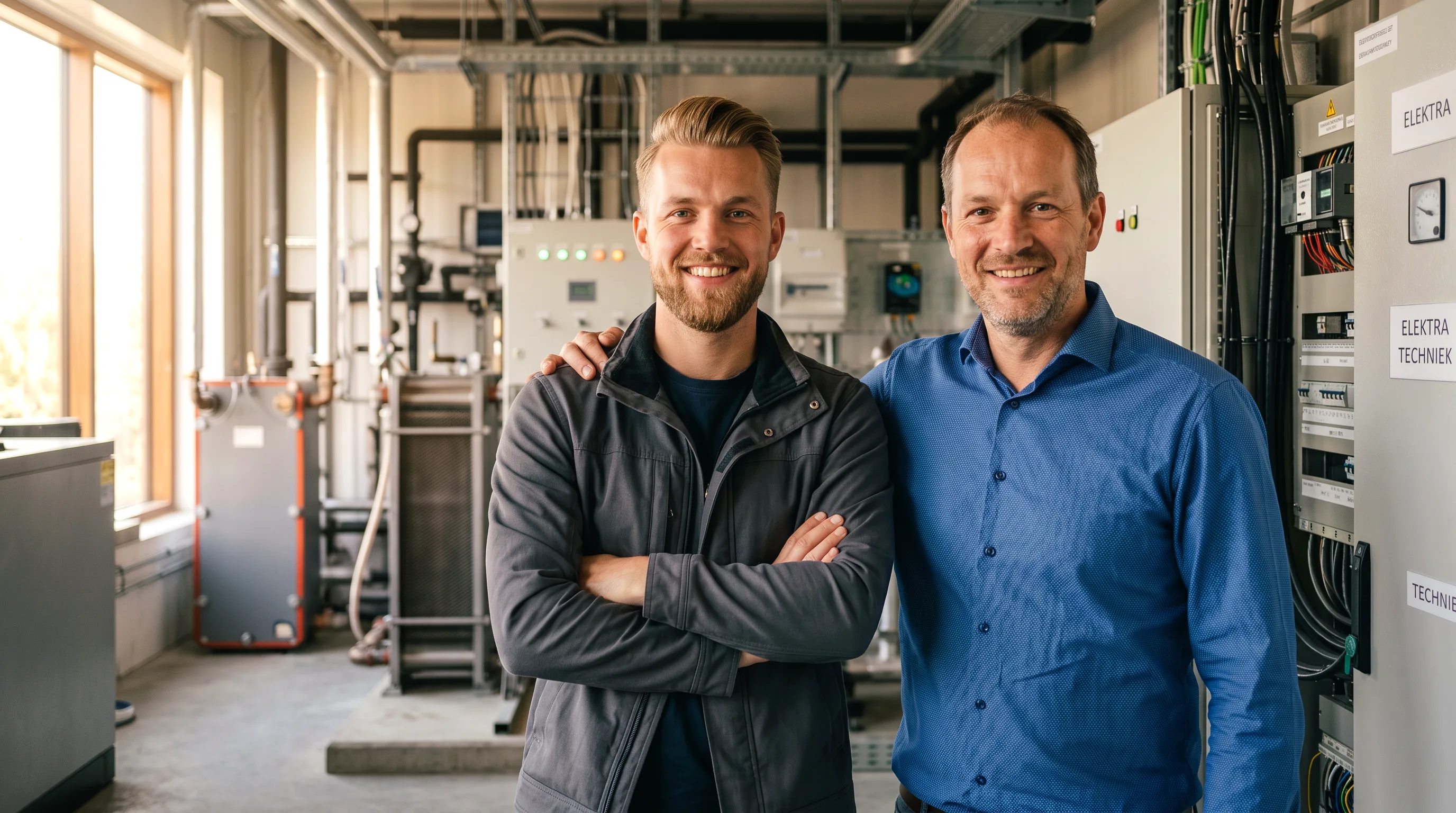 Installatievakmensen in een technische ruimte